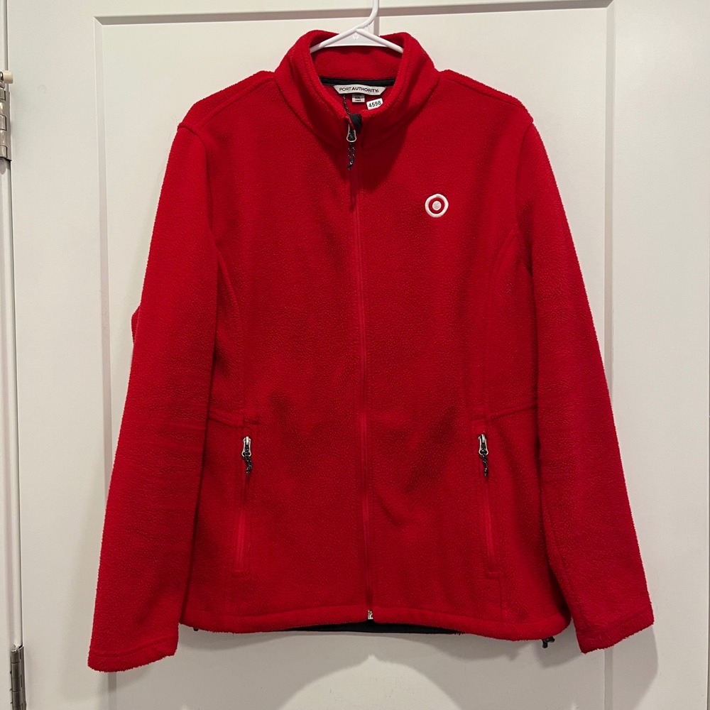 Port Authority Target Fleece Jacket Womens XXL Red Full Zip Logo L217 Workwear